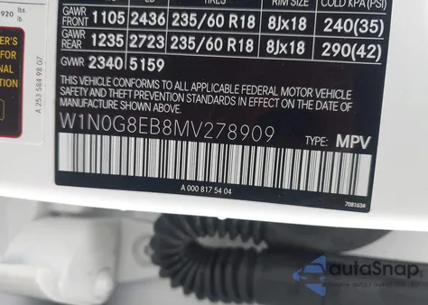 2021 Mercedes-Benz Glc 300 4Matic Suv from USA, damaged, VIN W1N0G8EB8MV278909